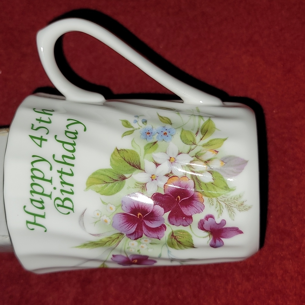 Happy 45th Birthday Purple Floral China Mug